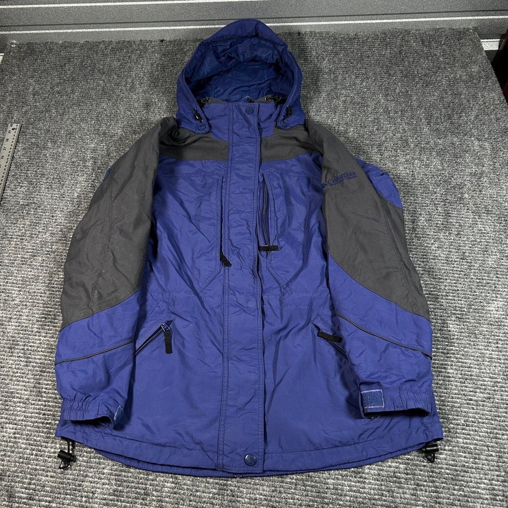 Columbia Interchange Shell Jacket Womens L Blue Excellent Hooded Colorblock